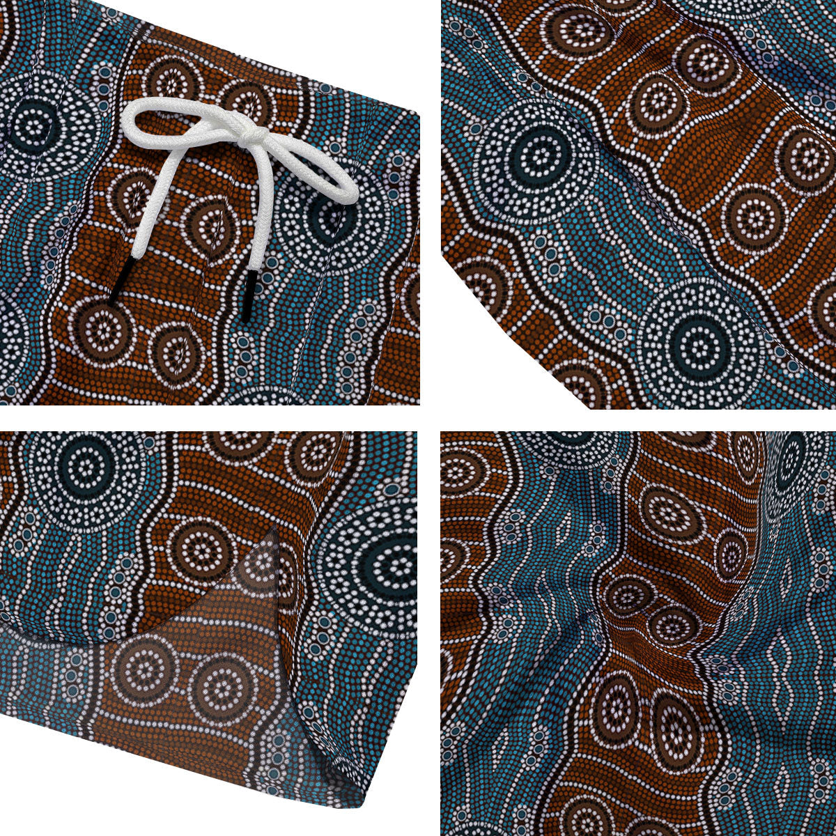 Aboriginal Dot Australia River Print Men's Running Shorts-grizzshop