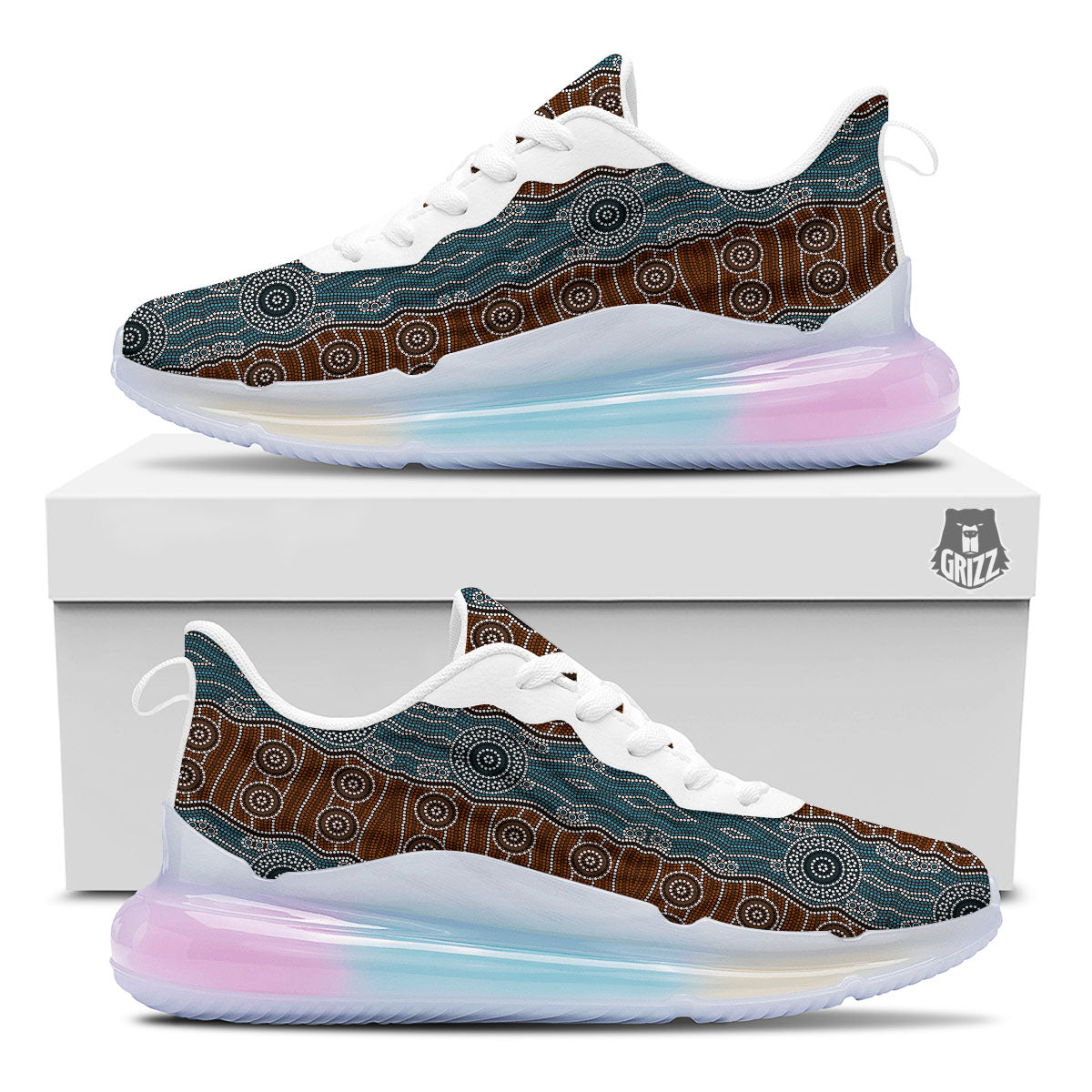Aboriginal Dot Australia River Print Running Sneakers-grizzshop