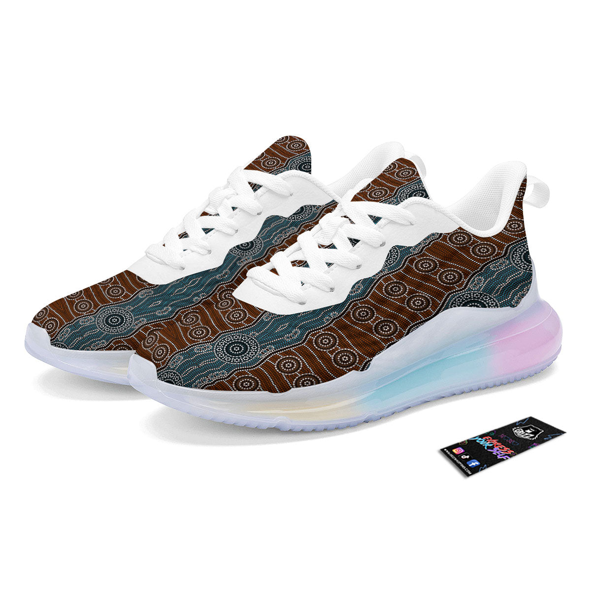 Aboriginal Dot Australia River Print Running Sneakers-grizzshop