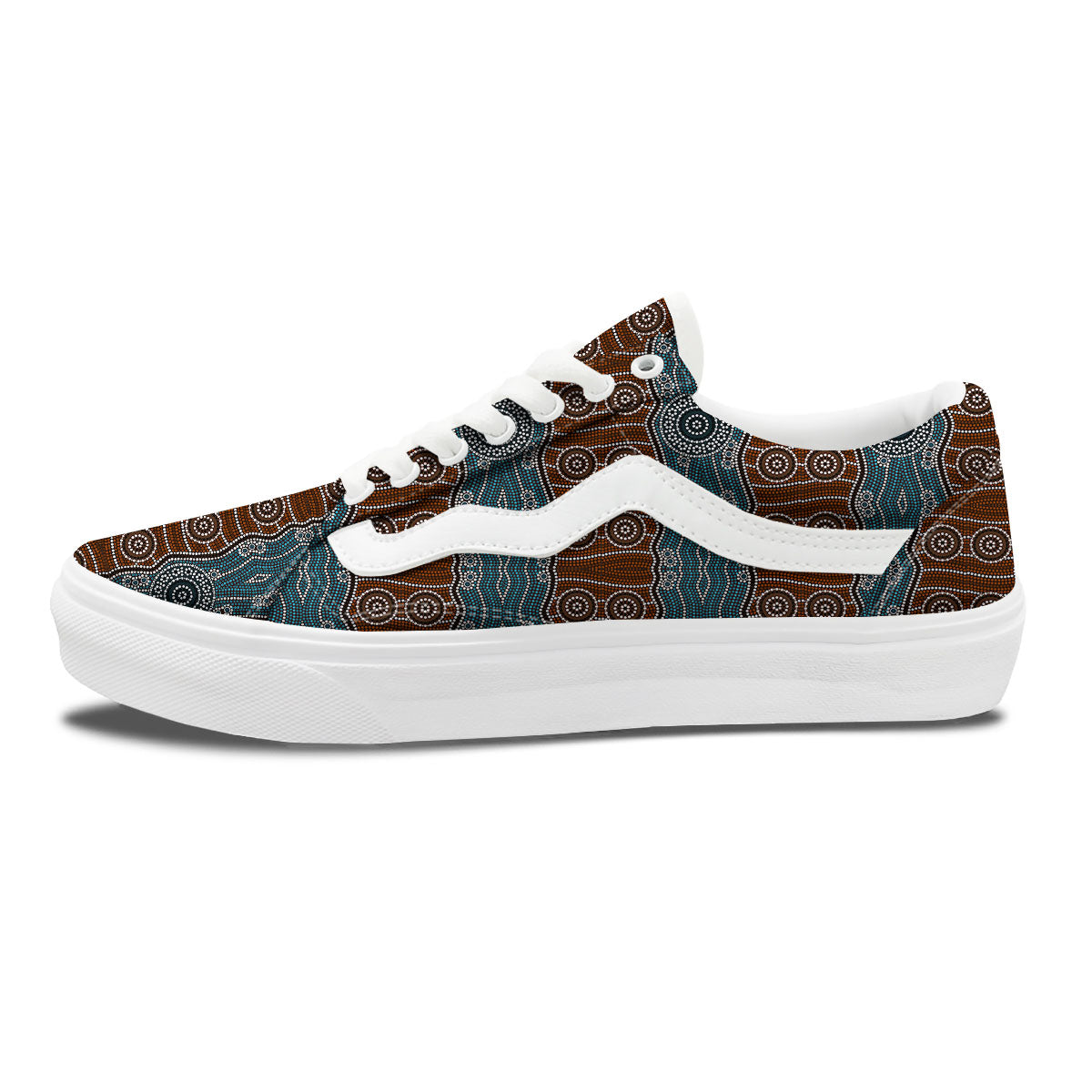 Aboriginal Dot Australia River Print Skate Shoes-grizzshop