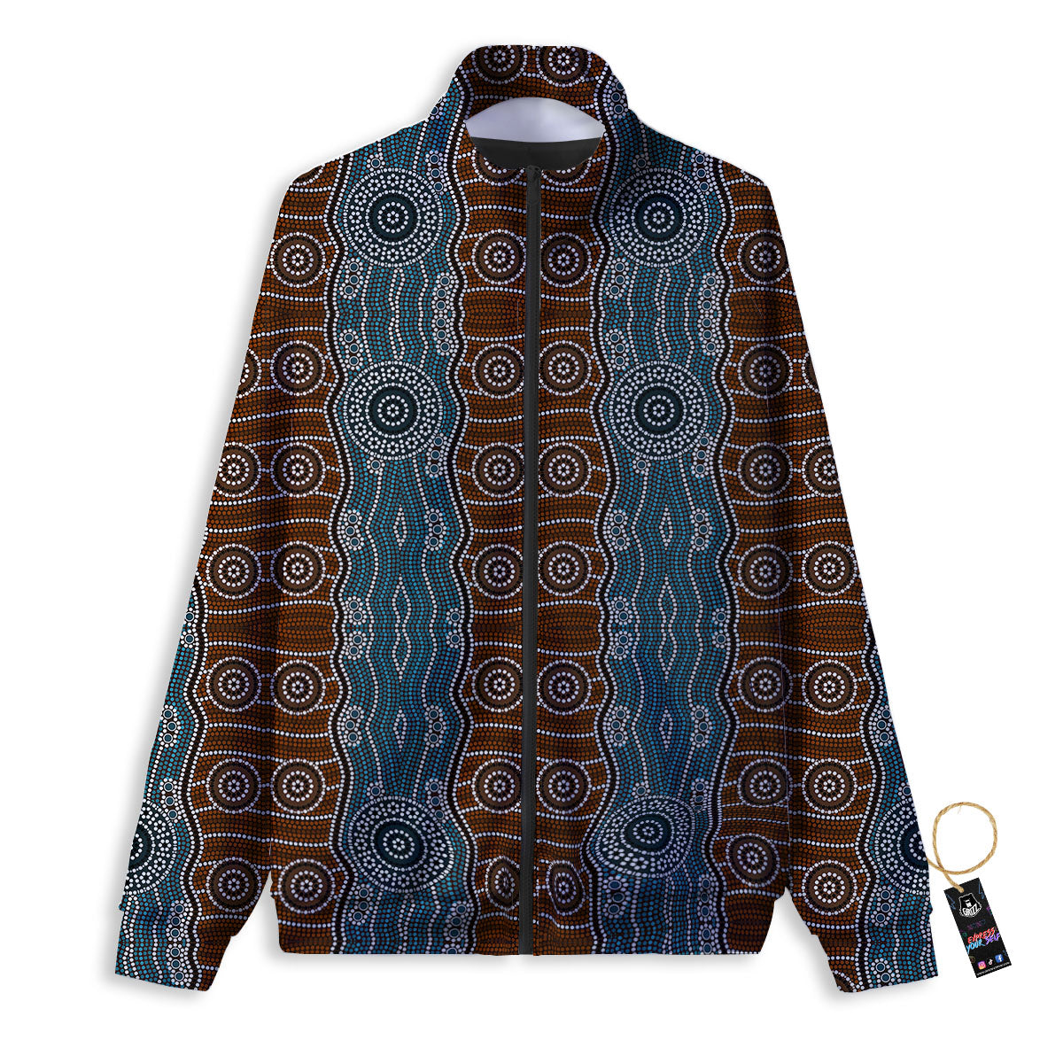 Aboriginal Dot Australia River Print Track Jacket-grizzshop