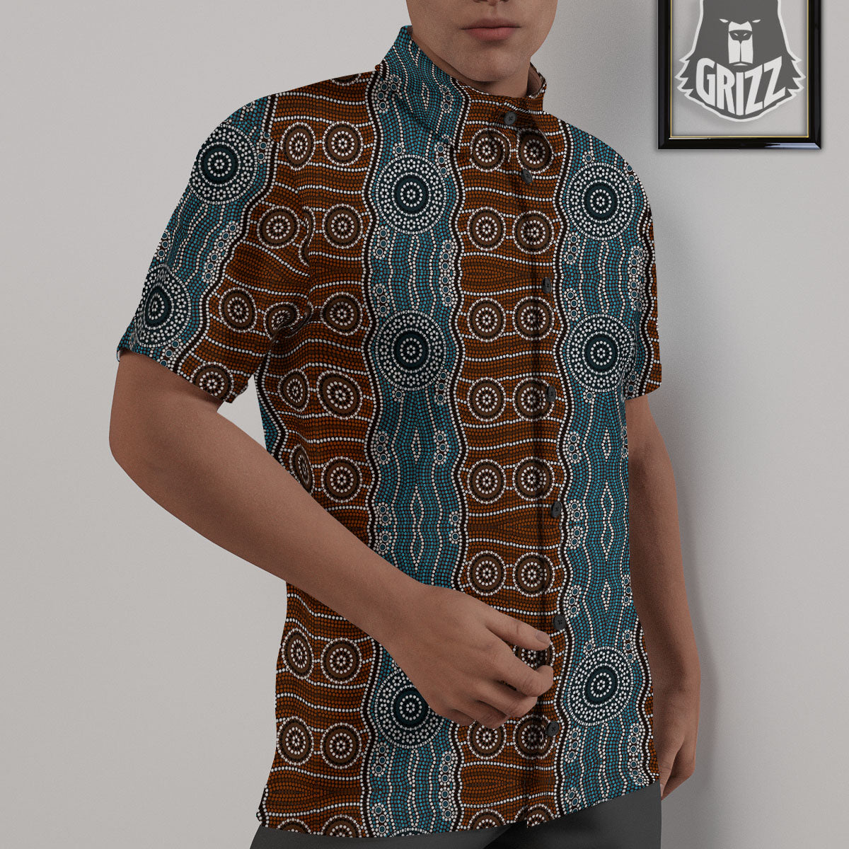 Aboriginal Dot Australia River Print Untucked Shirts-grizzshop
