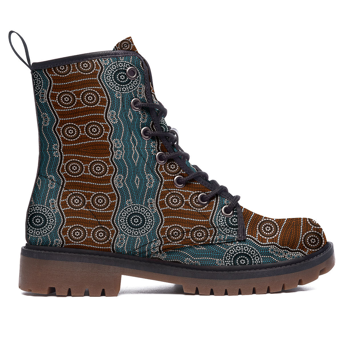 Aboriginal Dot Australia River Print Work Boots-grizzshop