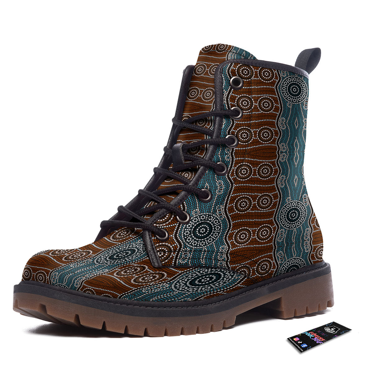 Aboriginal Dot Australia River Print Work Boots-grizzshop