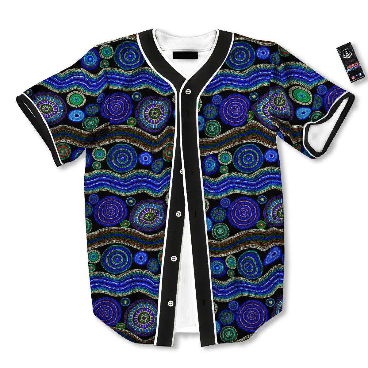 Aboriginal Dot Australian Print Baseball Jersey-grizzshop