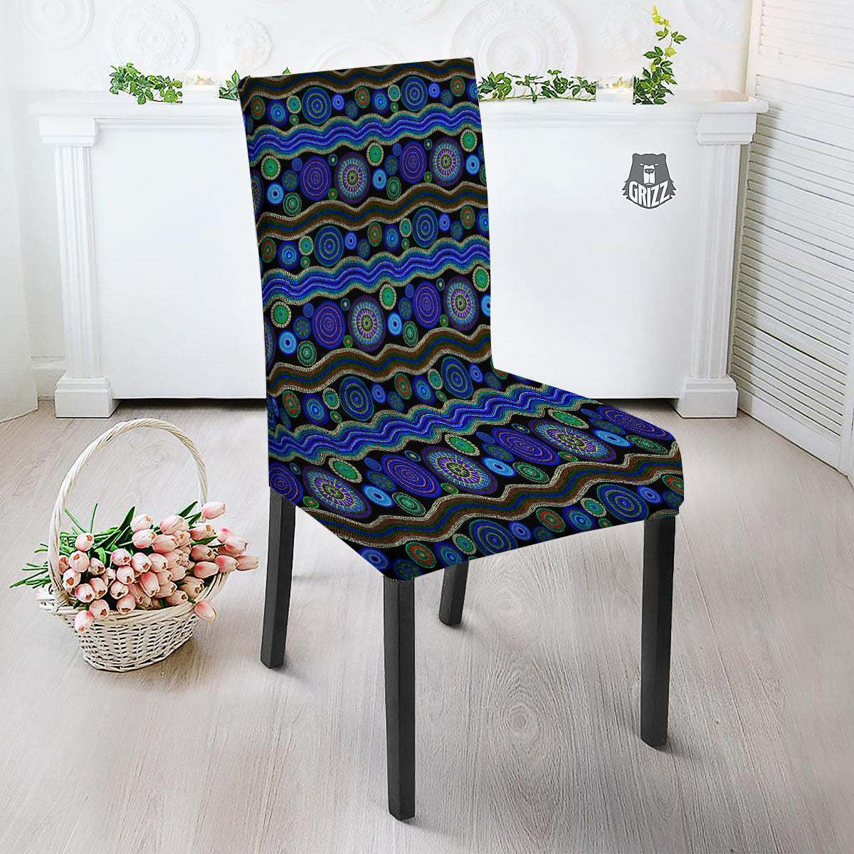 Aboriginal Dot Australian Print Dining Chair Slipcover-grizzshop