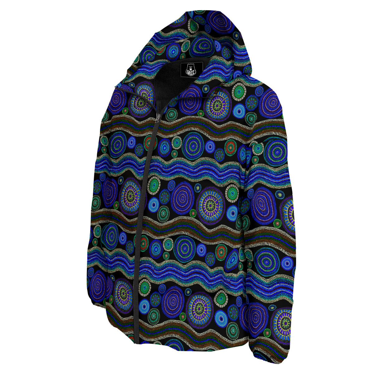 Aboriginal Dot Australian Print Down Jacket-grizzshop