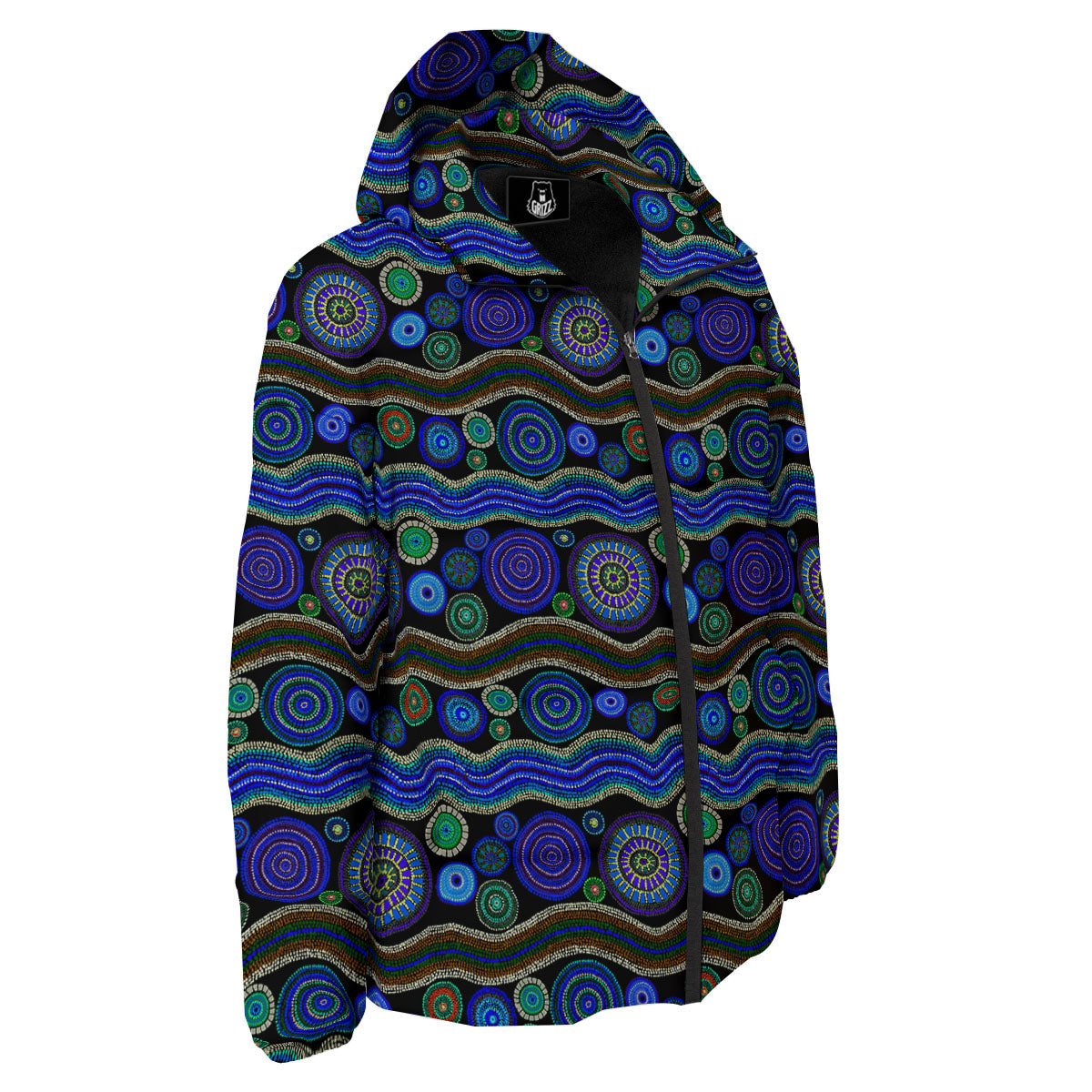 Aboriginal Dot Australian Print Down Jacket-grizzshop