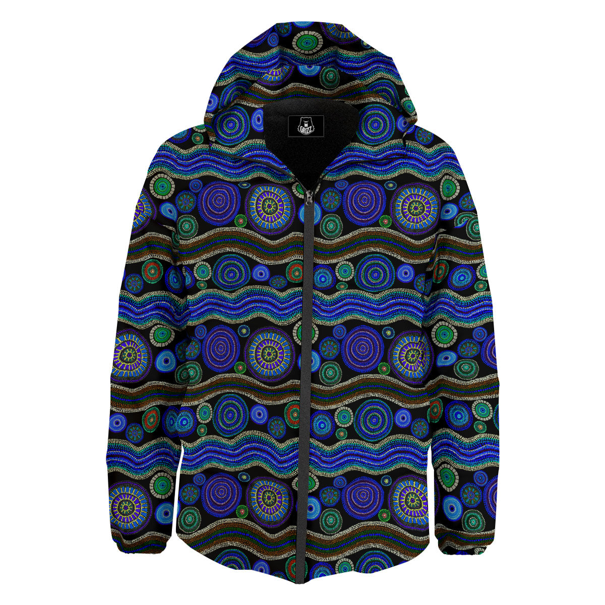 Aboriginal Dot Australian Print Down Jacket-grizzshop