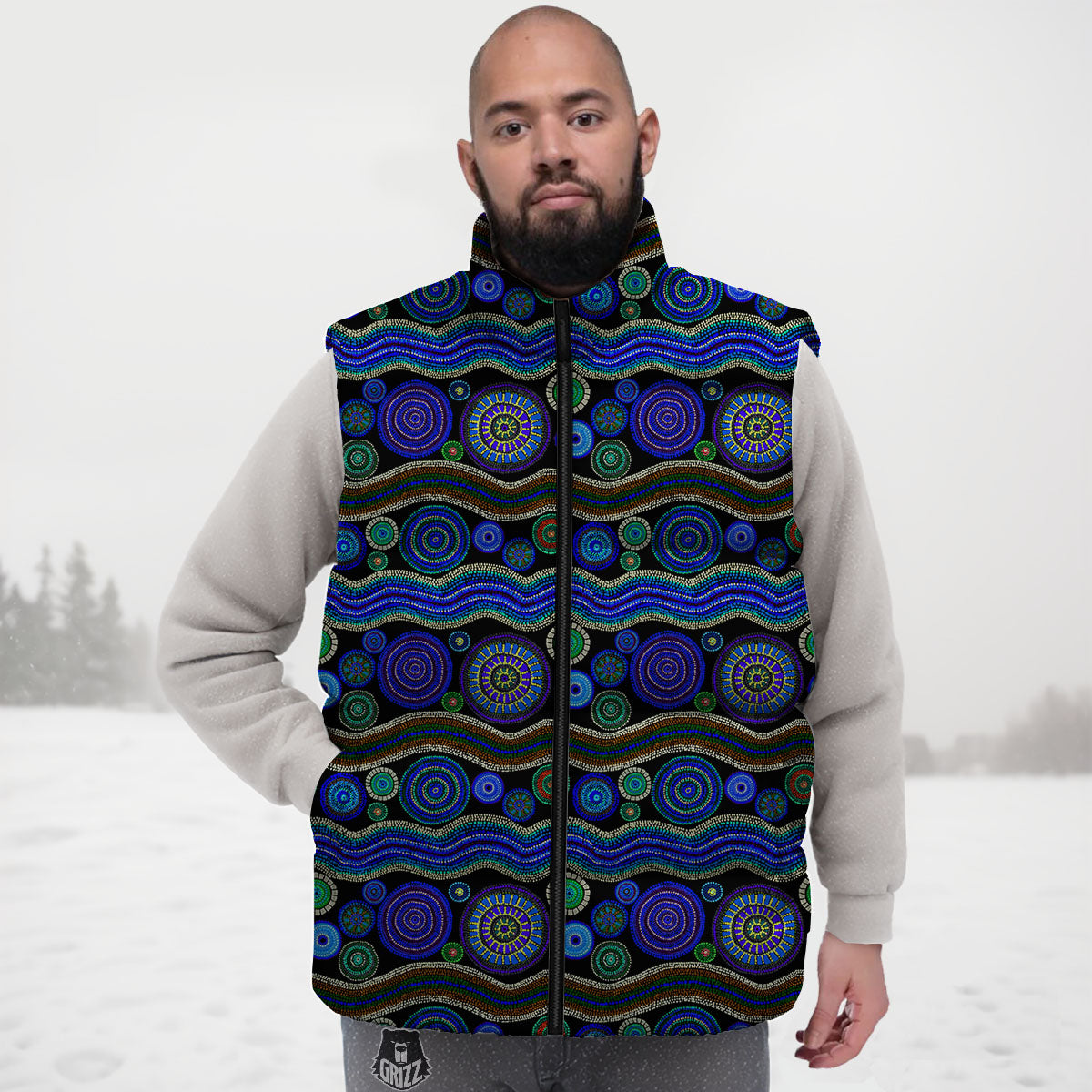 Aboriginal Dot Australian Print Down Vest