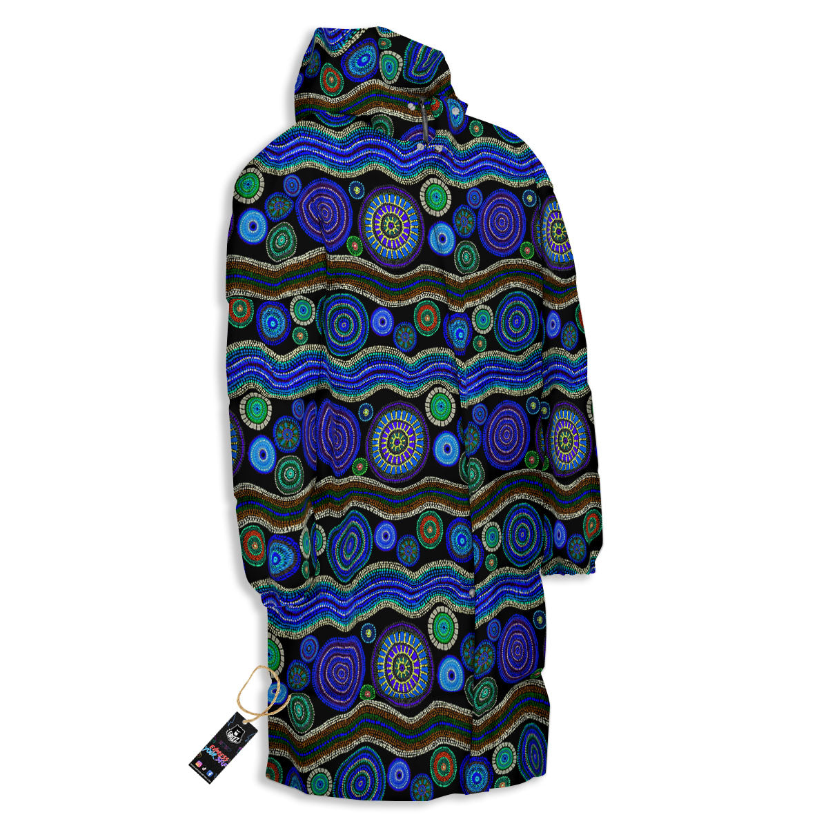 Aboriginal Dot Australian Print Long Down Jacket-grizzshop