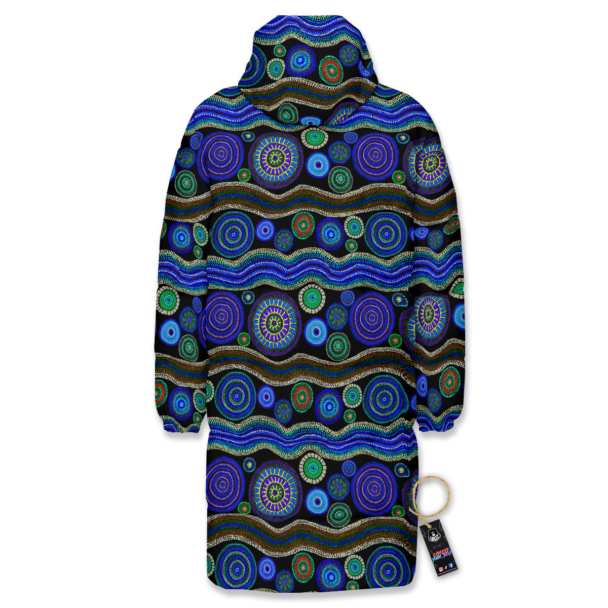 Aboriginal Dot Australian Print Long Down Jacket-grizzshop