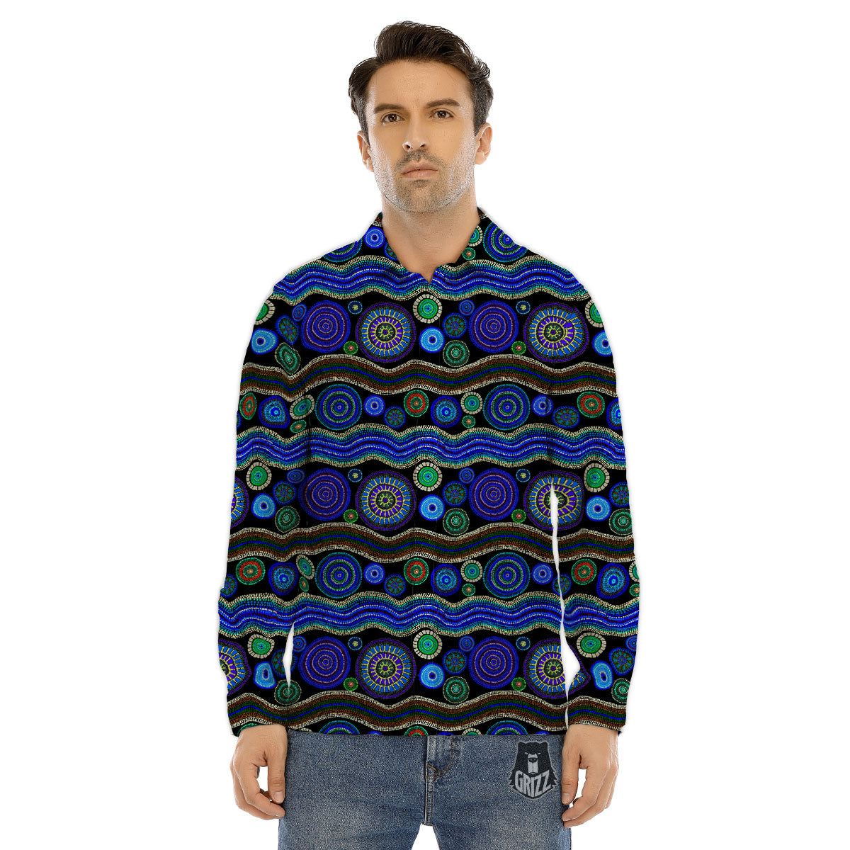 Aboriginal Dot Australian Print Men's Dress Shirts-grizzshop