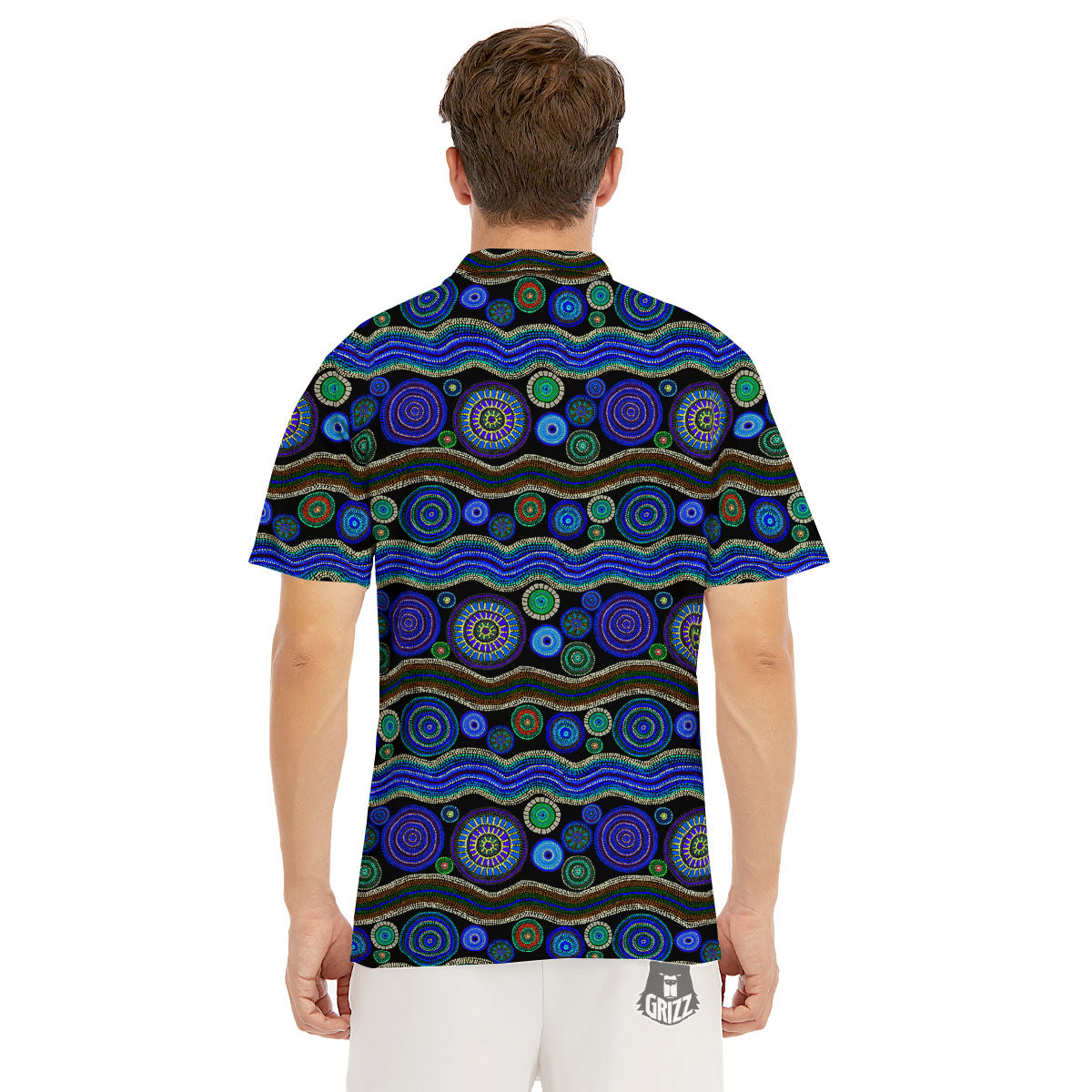 Aboriginal Dot Australian Print Men's Golf Shirts-grizzshop