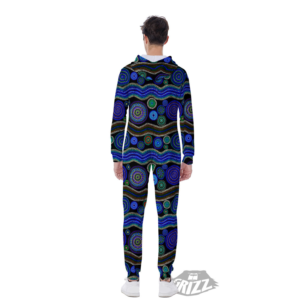 Aboriginal Dot Australian Print Men's Jumpsuit-grizzshop