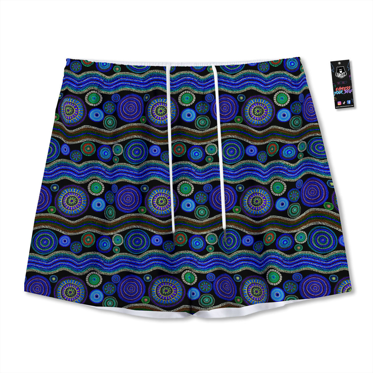 Alien Face Green Print Mesh Shorts
