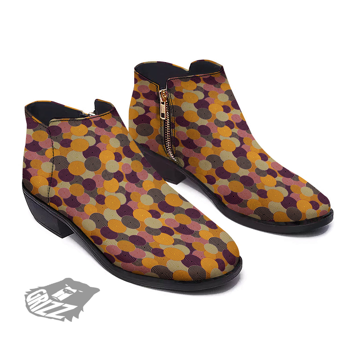 Aboriginal Dot Australian Print Pattern Ankle Boots-grizzshop