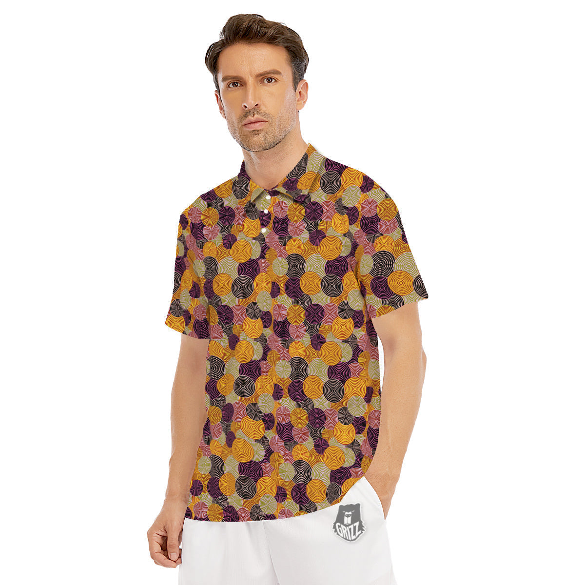 Aboriginal Dot Australian Print Pattern Men's Golf Shirts-grizzshop