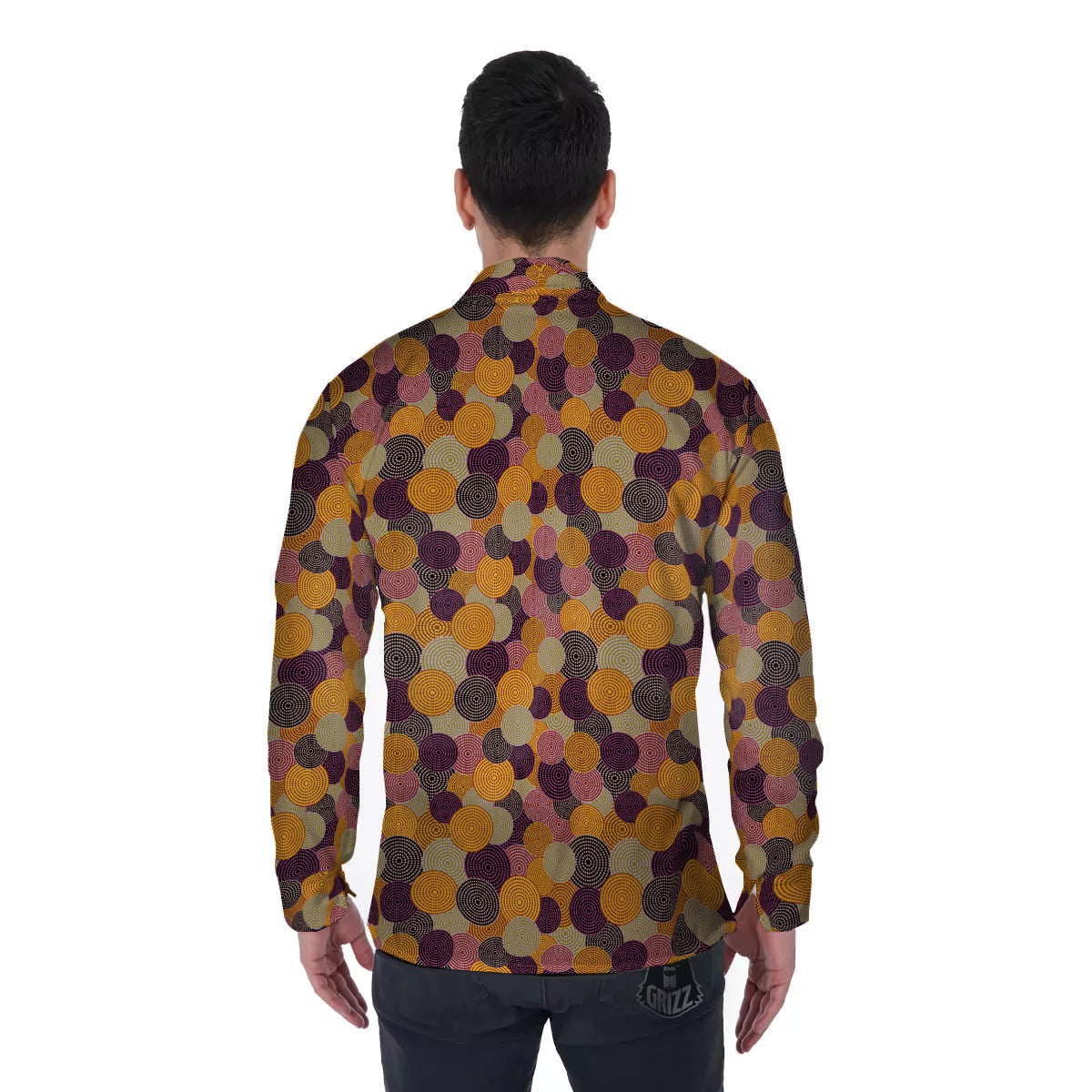 Aboriginal Dot Australian Print Pattern Men's Long Sleeve Shirts-grizzshop