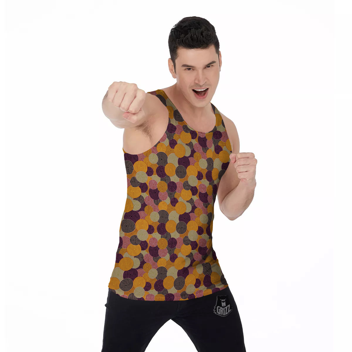 Aboriginal Dot Australian Print Pattern Men's Tank Top-grizzshop