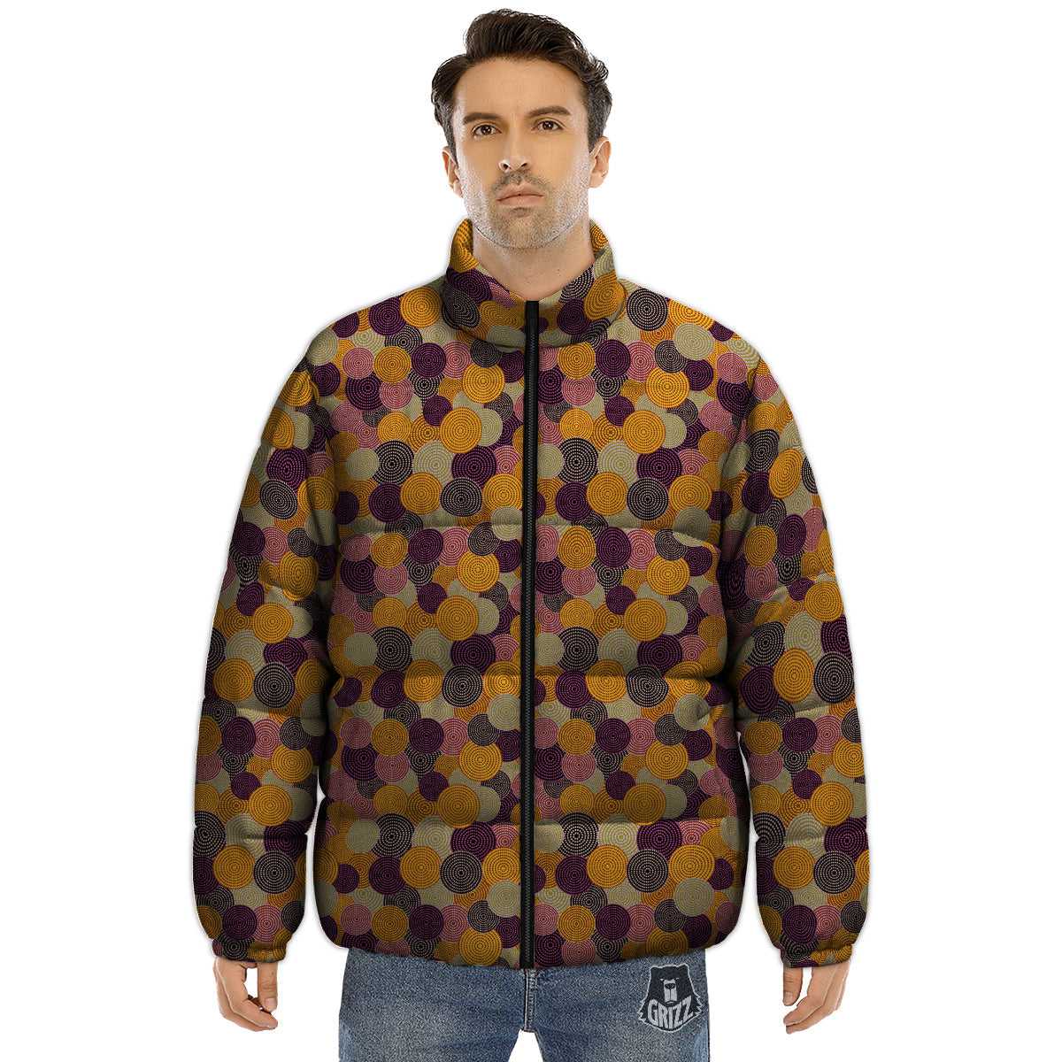 Aboriginal Dot Australian Print Pattern Puffer Jacket-grizzshop