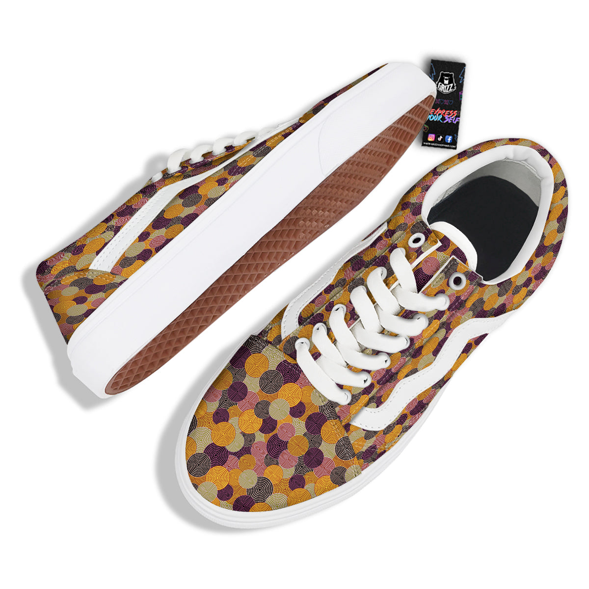 Aboriginal Dot Australian Print Pattern Skate Shoes-grizzshop