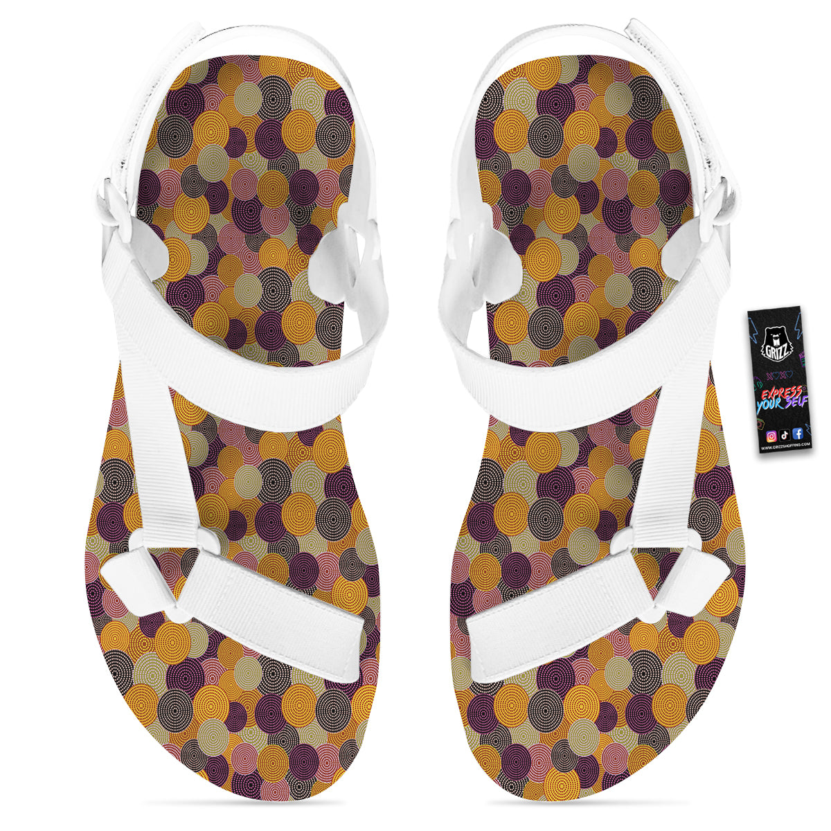 Aboriginal Dot Australian Print Pattern White Open Toe Sandals-grizzshop