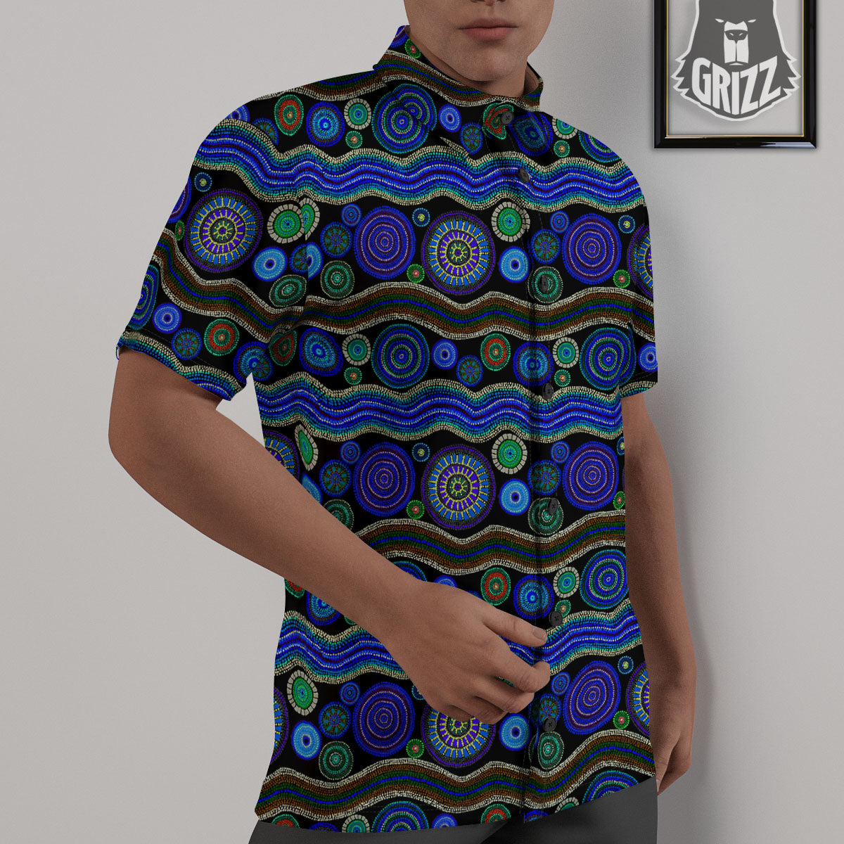 Aboriginal Dot Australian Print Untucked Shirts-grizzshop