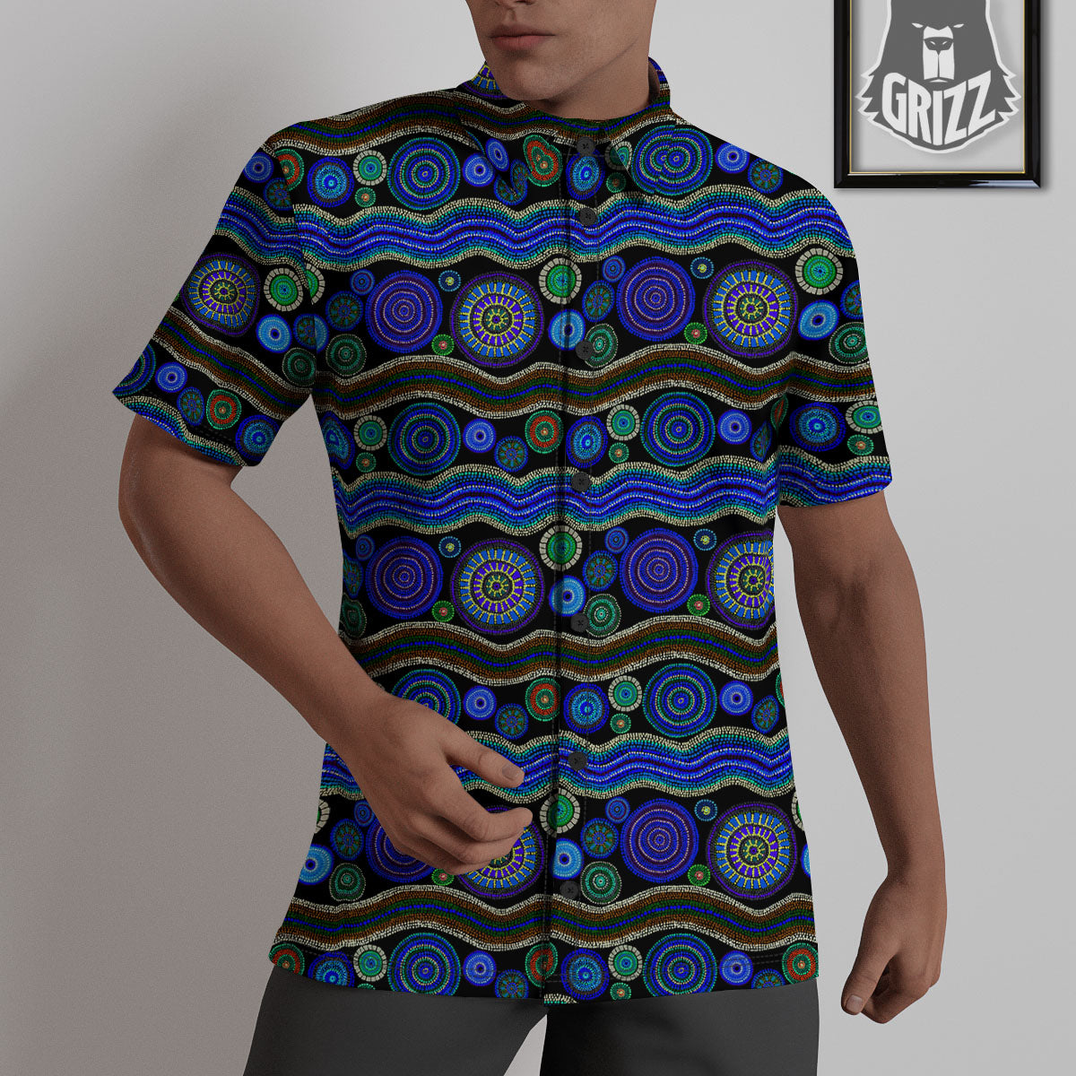Aboriginal Dot Australian Print Untucked Shirts-grizzshop