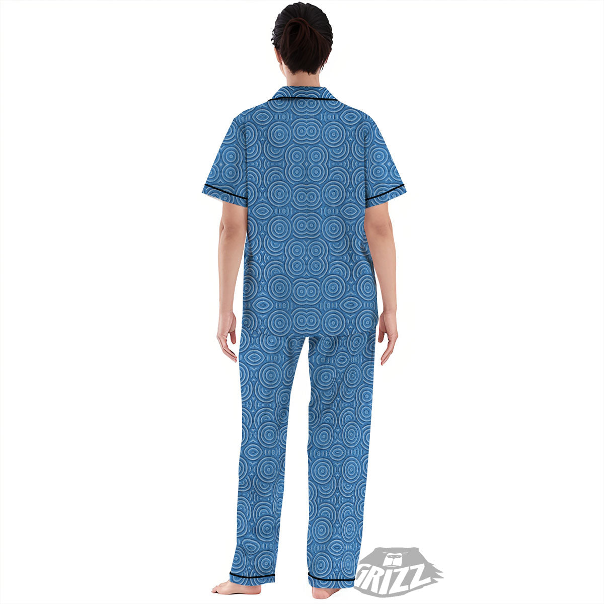 Aboriginal Dot Blue Print Pattern Women's Pajamas Set-grizzshop