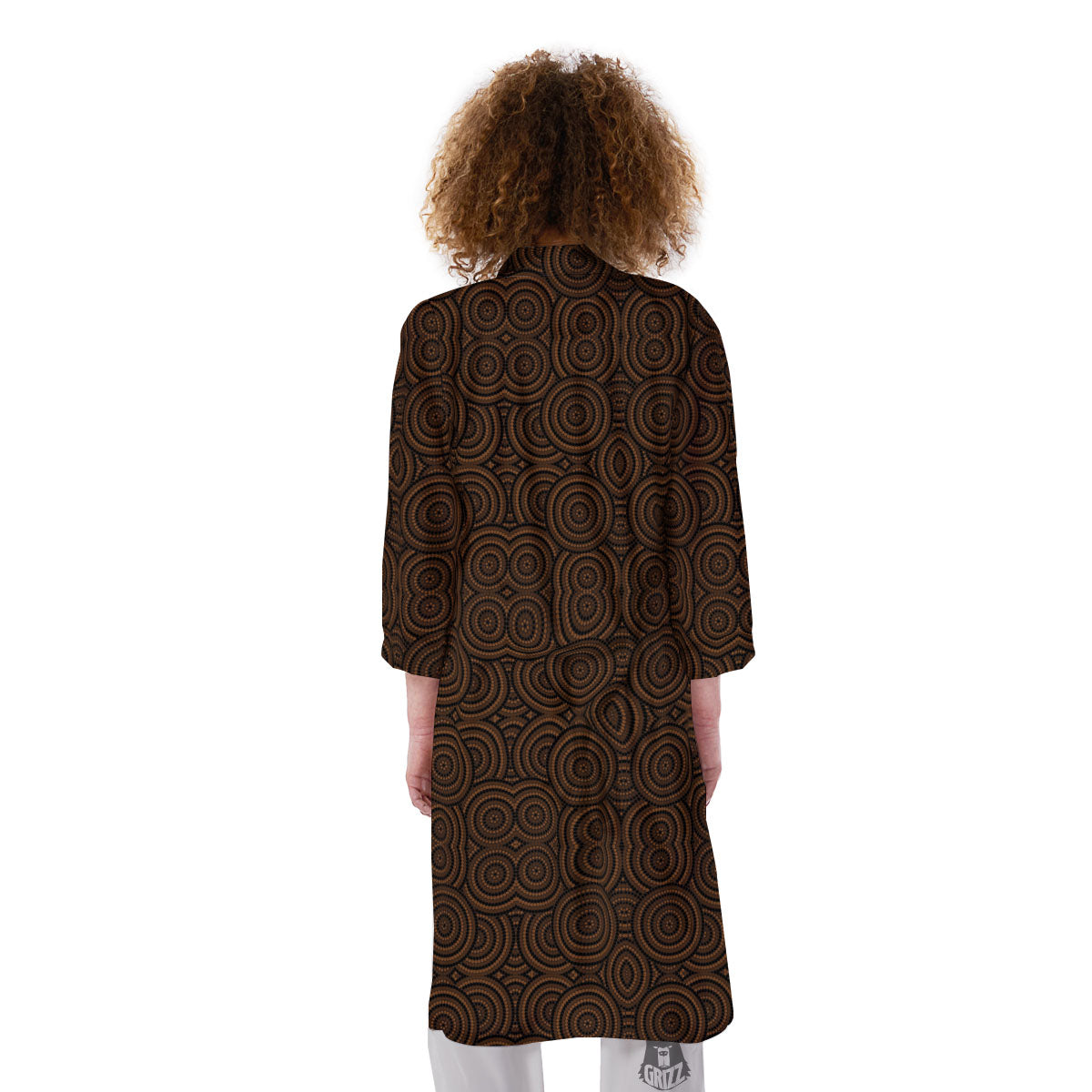 Aboriginal Dot Brown Print Pattern Kimono-grizzshop