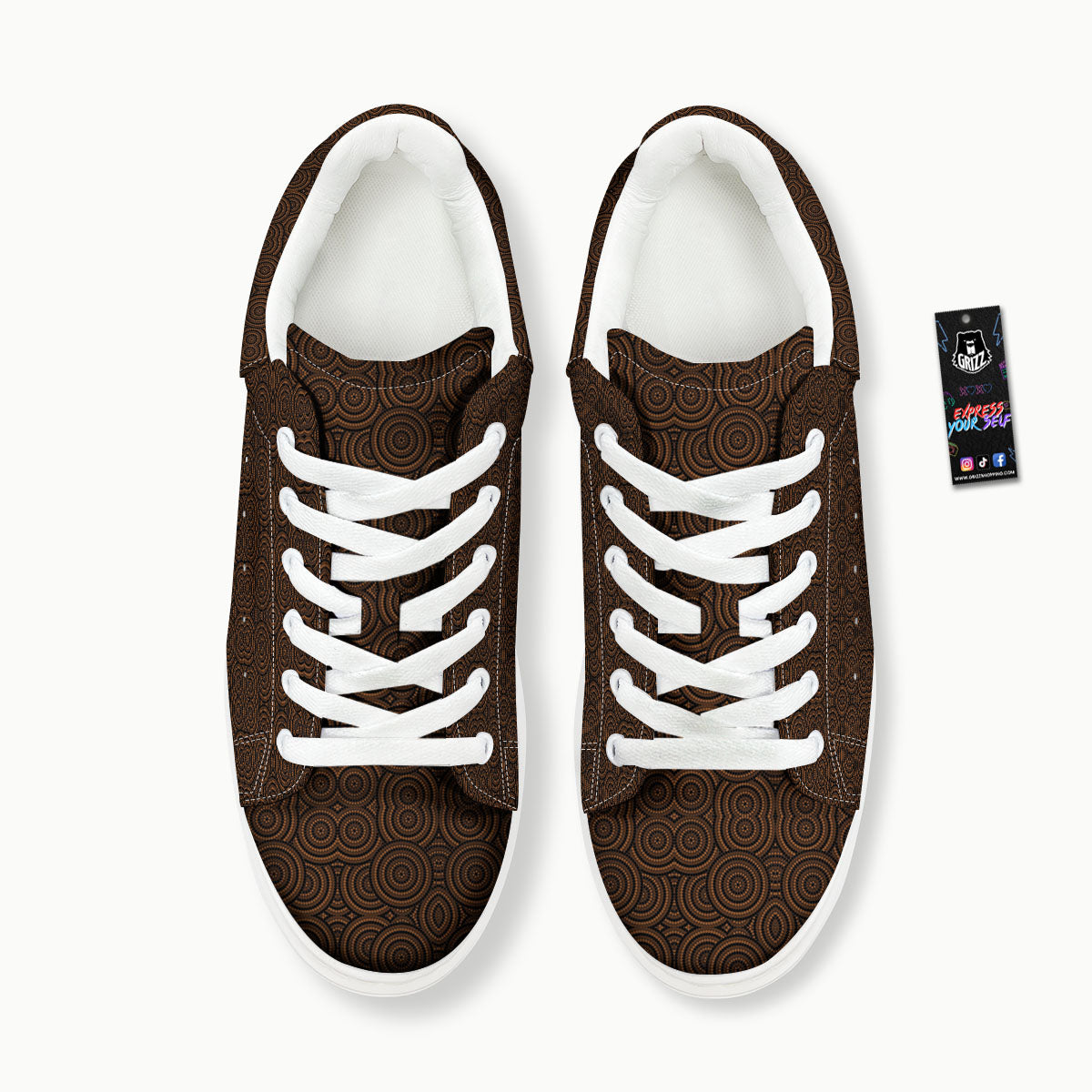 Aboriginal Dot Brown Print Pattern Platform Shoes-grizzshop