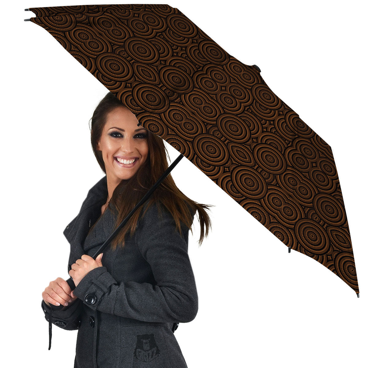 Aboriginal Dot Brown Print Pattern Umbrella-grizzshop