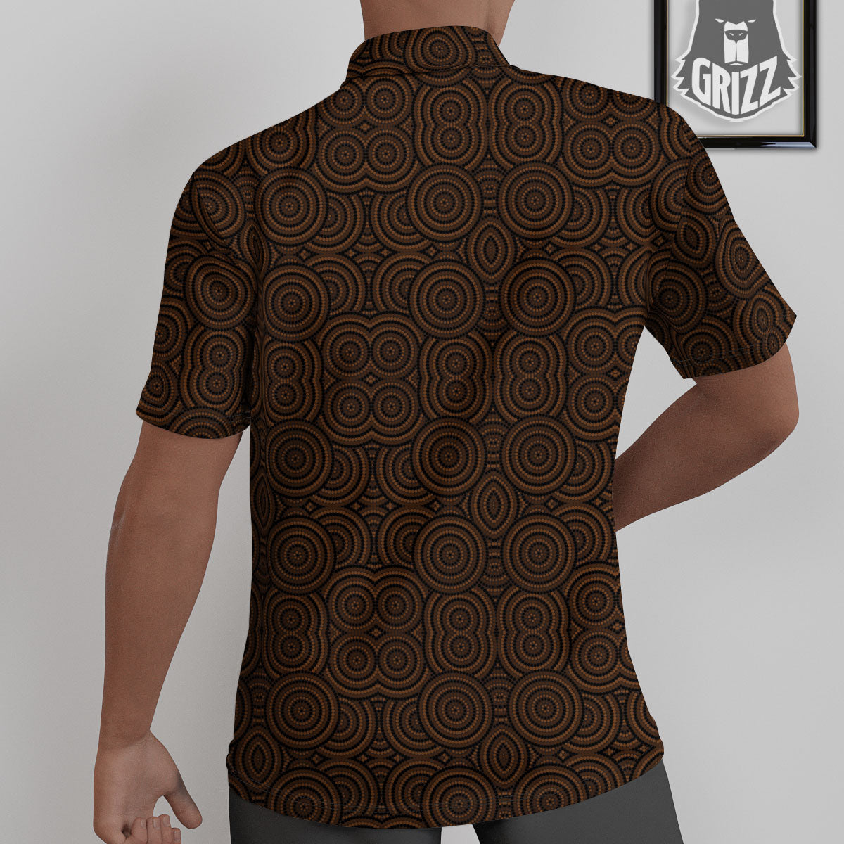 Aboriginal Dot Brown Print Pattern Untucked Shirts-grizzshop