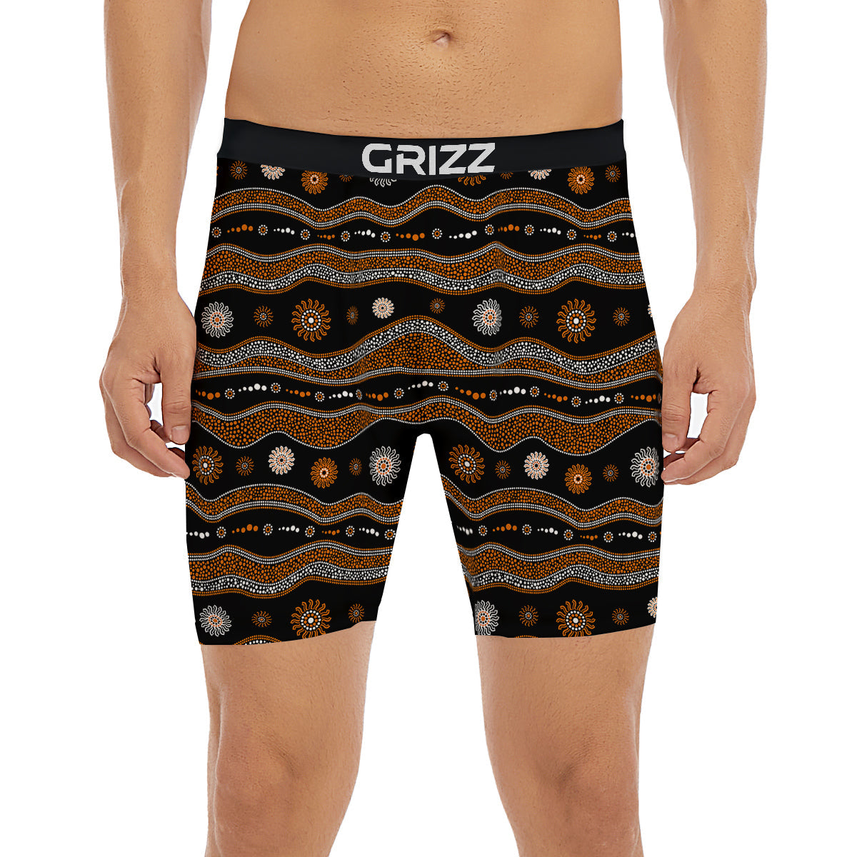 Aboriginal Orange And White Art Print Pattern Boxer Briefs-grizzshop
