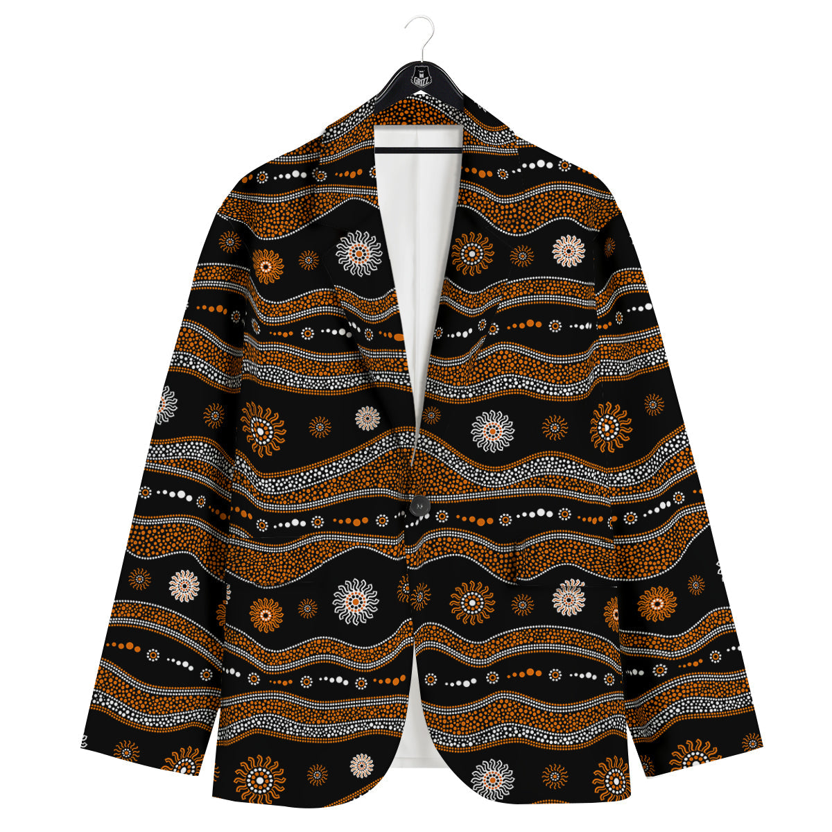 Aboriginal Orange And White Art Print Pattern Men's Sport Coat-grizzshop
