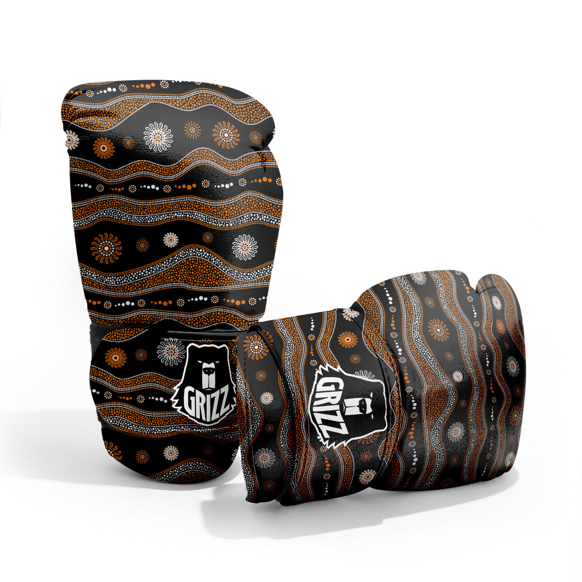 Aboriginal Orange And White Art Print Pattern Pro Boxing Glove