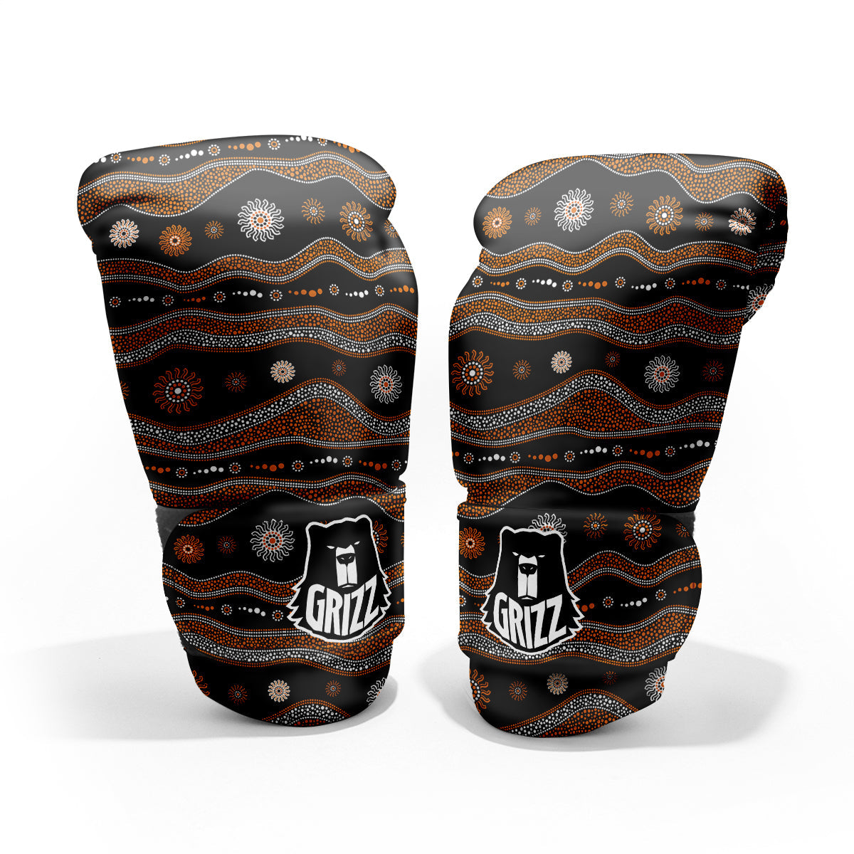 Aboriginal Orange And White Art Print Pattern Pro Boxing Glove