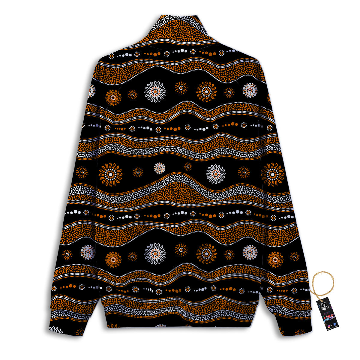 Aboriginal Orange And White Art Print Pattern Track Jacket-grizzshop