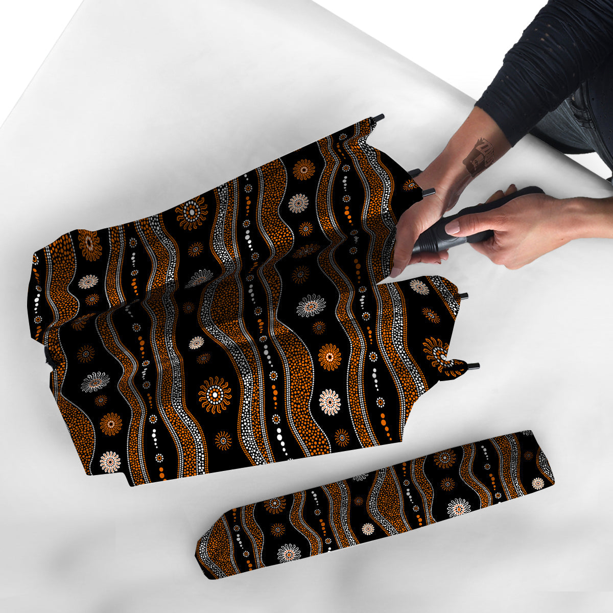 Aboriginal Orange And White Art Print Pattern Umbrella-grizzshop