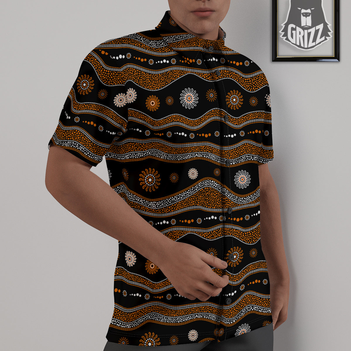 Aboriginal Orange And White Art Print Pattern Untucked Shirts-grizzshop