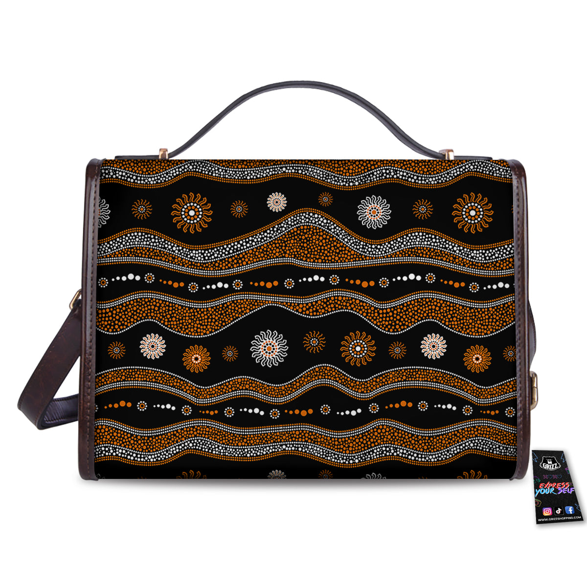 Aboriginal Orange And White Art Print Pattern Women's Satchel Bag-grizzshop