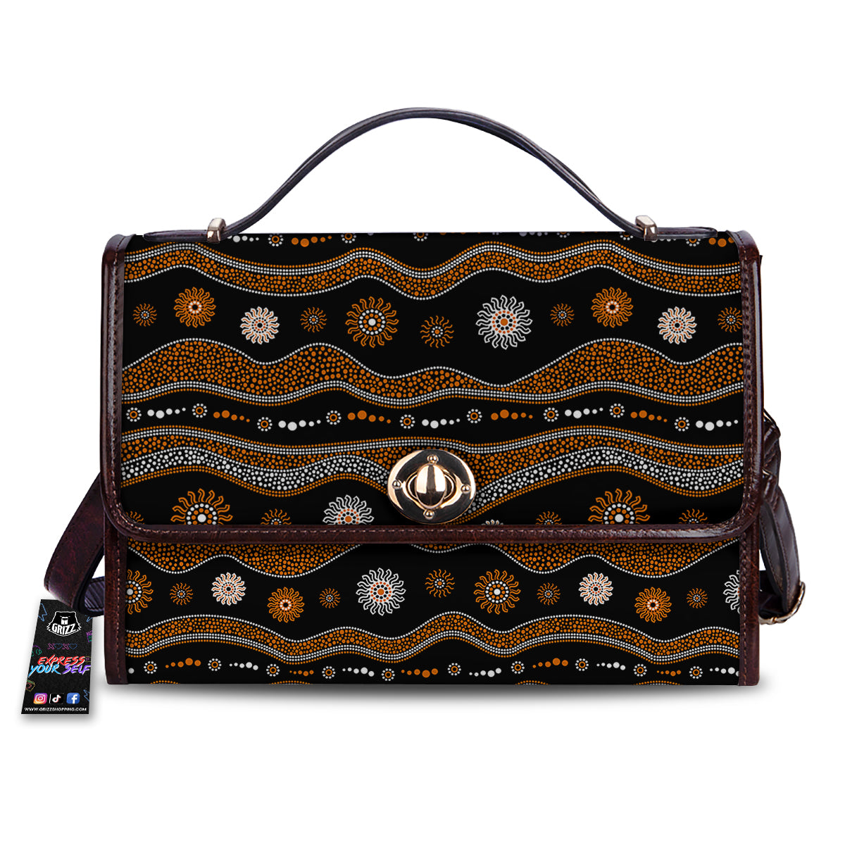 Aboriginal Orange And White Art Print Pattern Women's Satchel Bag-grizzshop