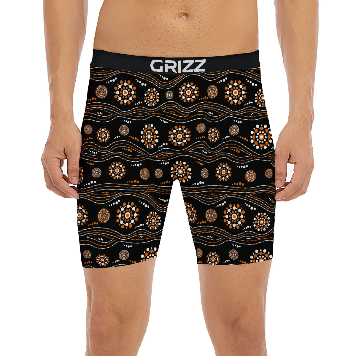 Aboriginal Orange And White Dot Print Pattern Boxer Briefs-grizzshop