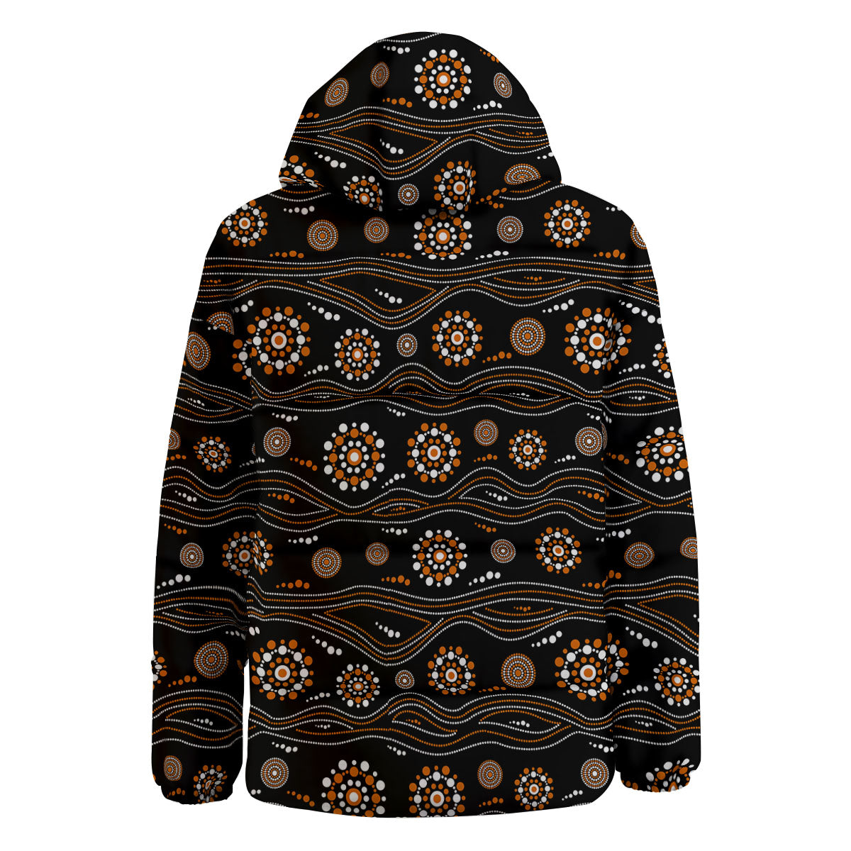 Aboriginal Orange And White Dot Print Pattern Down Jacket-grizzshop