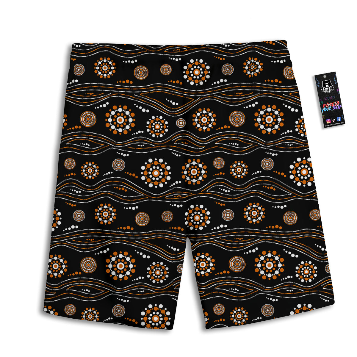 Aboriginal Orange And White Dot Print Pattern Men's Athletic Shorts