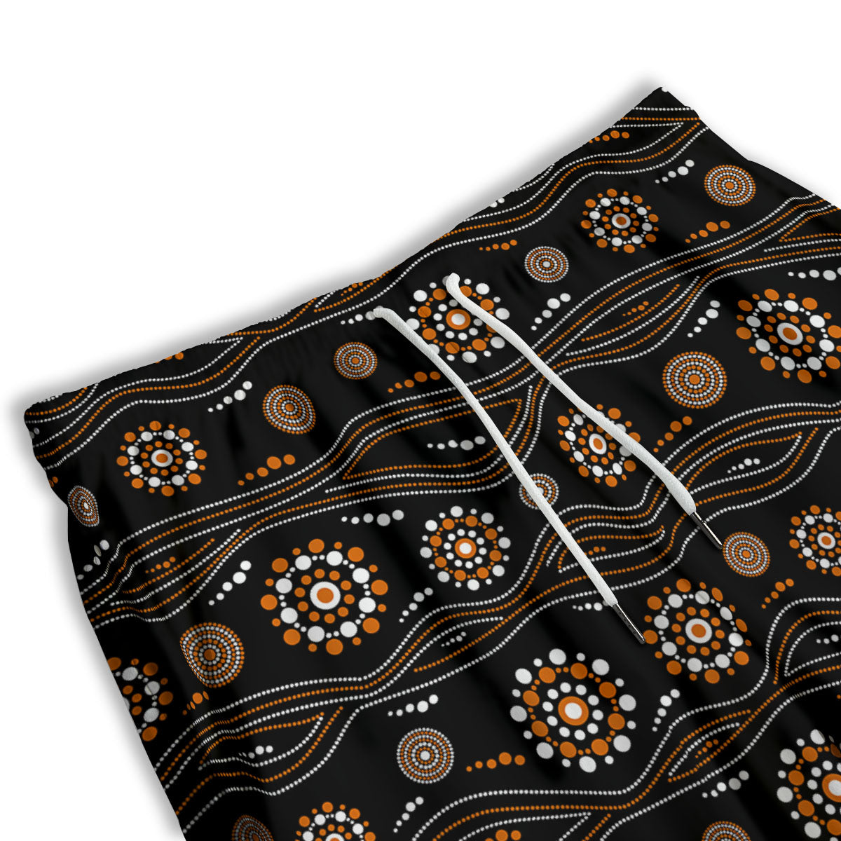 Aboriginal Orange And White Dot Print Pattern Men's Athletic Shorts