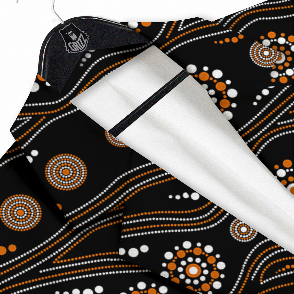 Aboriginal Orange And White Dot Print Pattern Men's Sport Coat-grizzshop