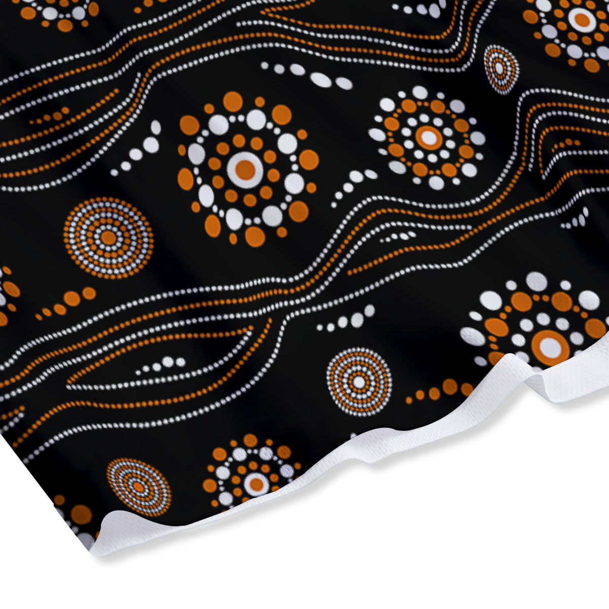 Aboriginal Orange And White Dot Print Pattern Mesh Shorts