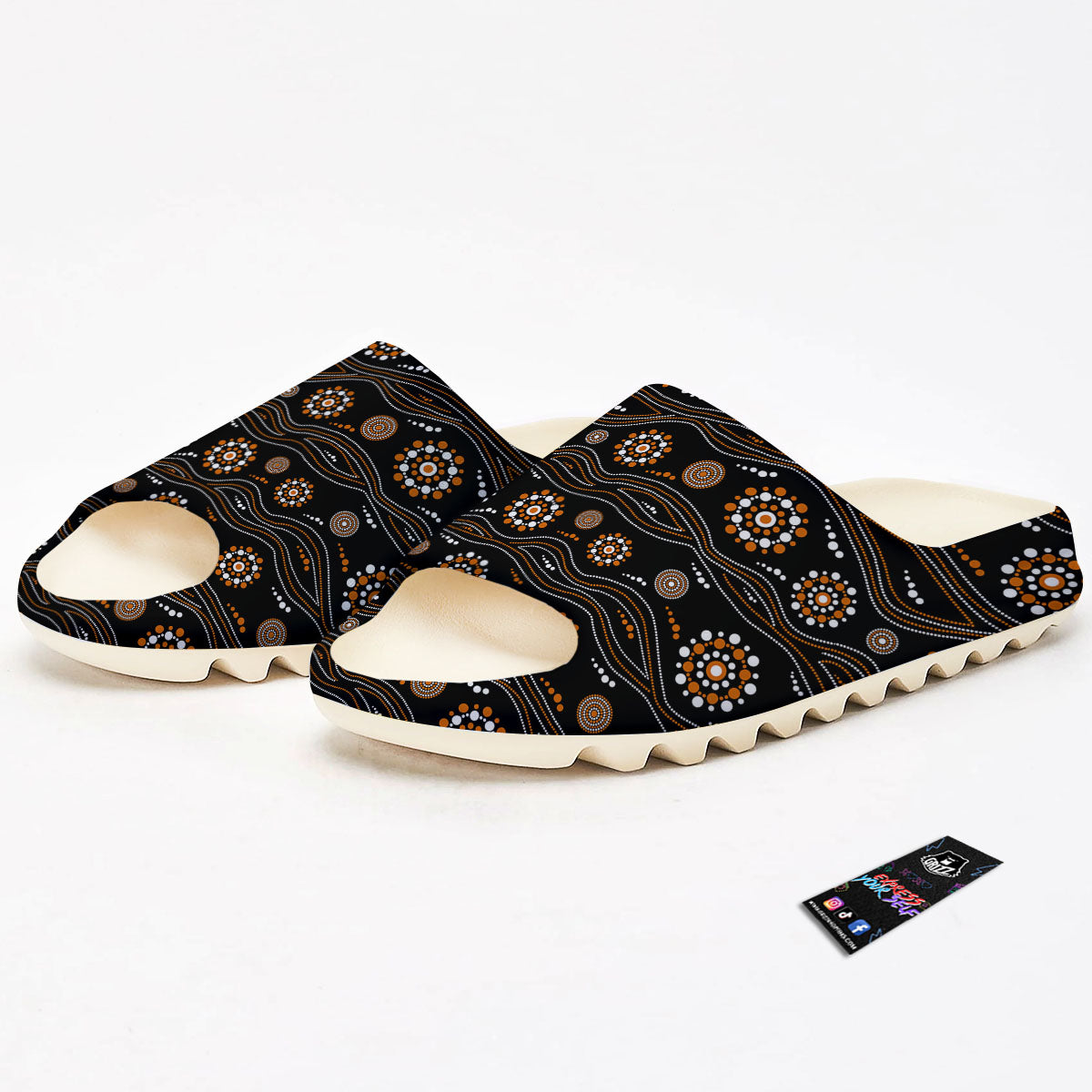 Aboriginal Orange And White Dot Print Pattern Sandals-grizzshop